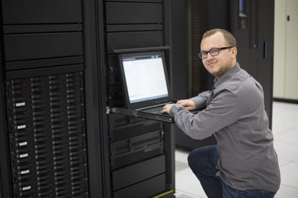 Computer science professional working with servers